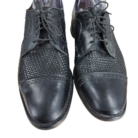 Allen Edmonds Shreveport Black Leather Lace Up Oxfords Size 9.5 Split Toe Woven - Picture 5 of 15